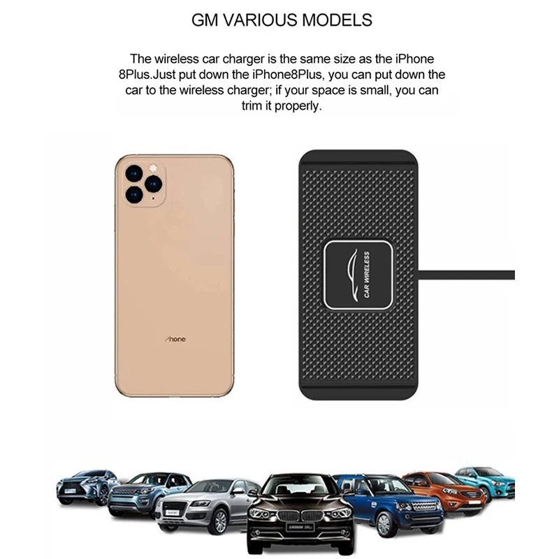Carregador Sem Fio por Indução -  Carro wireless  Almofada para iPhone e Samsung 15w